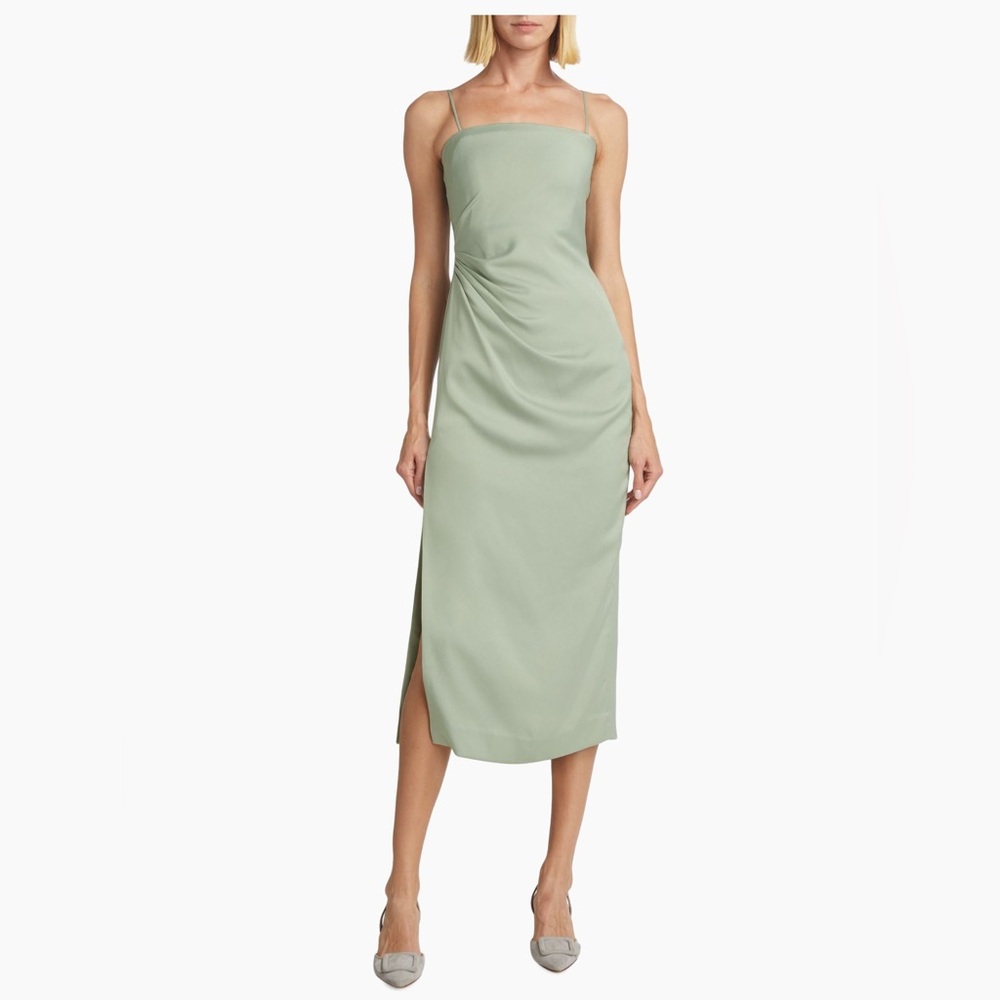 DEREK LAM 10 CROSBY Harriet Strapless Midi Dress in Sage